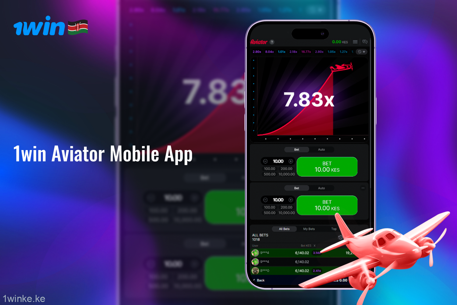 Aviator is available on the 1win mobile app for Android and iOS