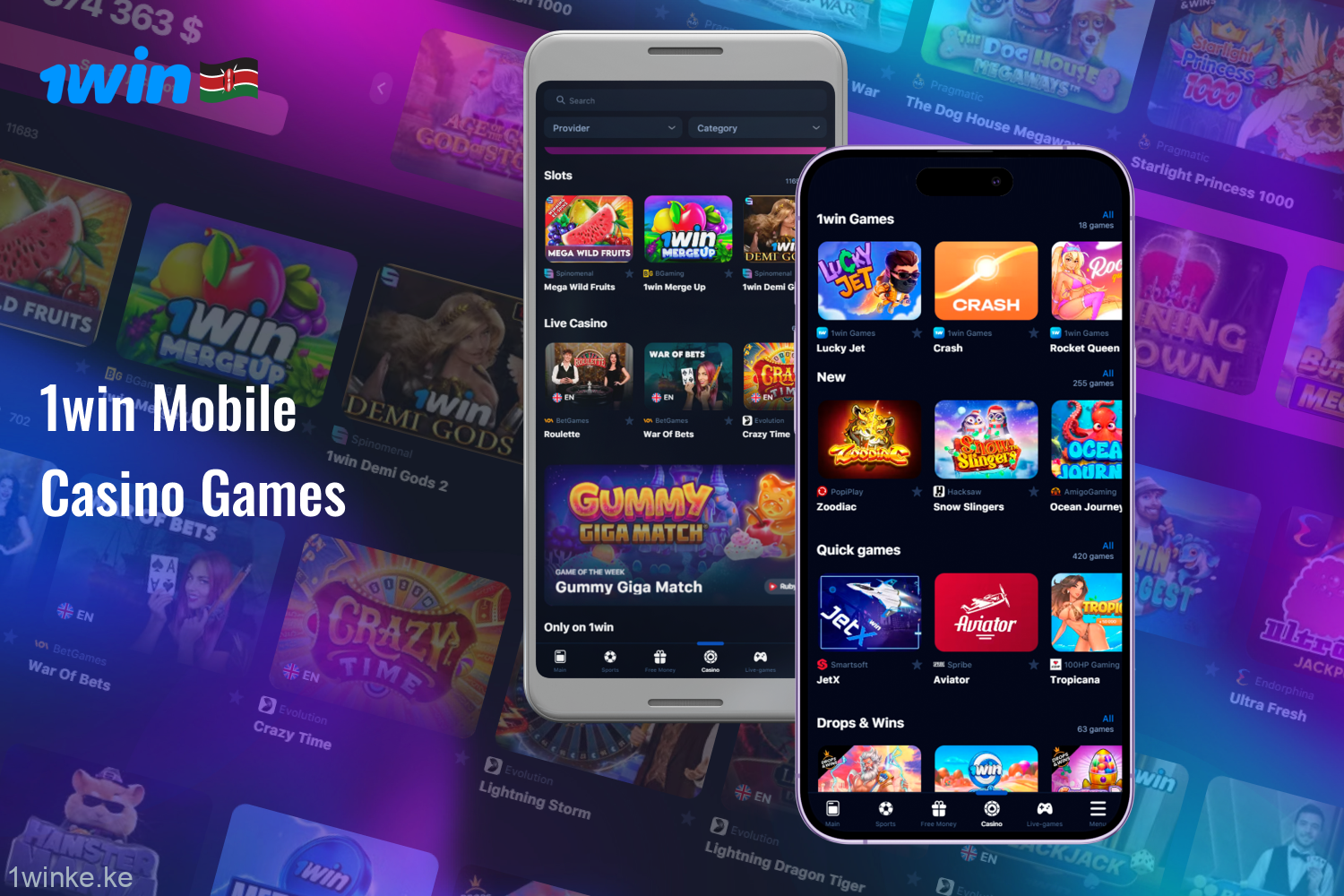 The 1win mobile app features a variety of casino game categories