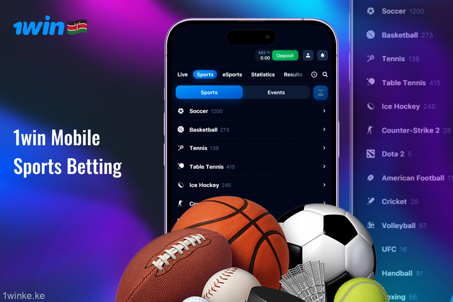 The sportsbook in app 1win Kenya has an extensive and user-friendly interface