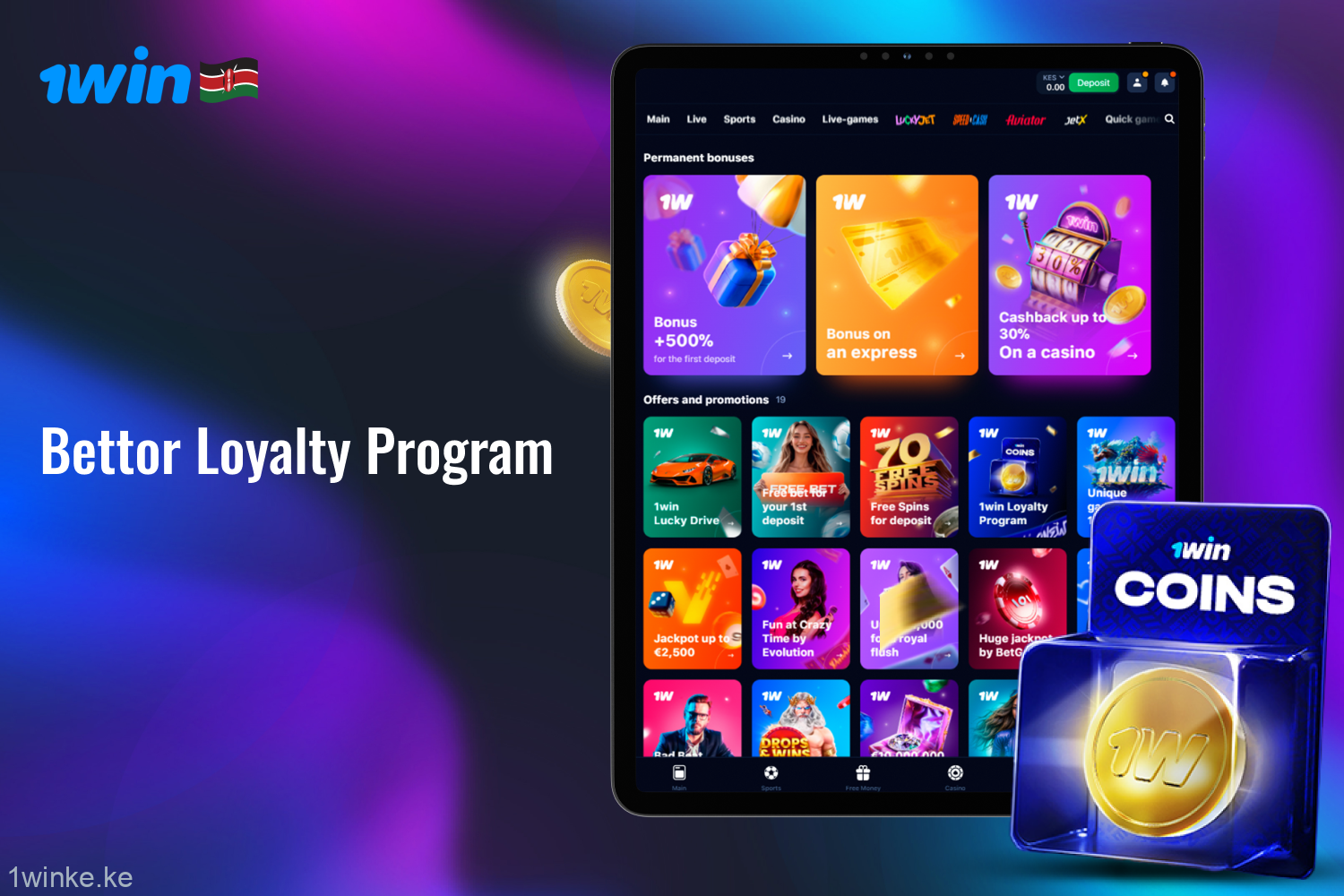 1win Loyalty Program is a reward system for all active players from Kenya