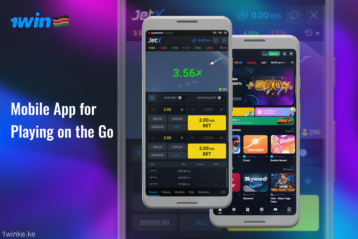 Kenyans can play JetX 1win anytime via 1win's mobile site and app